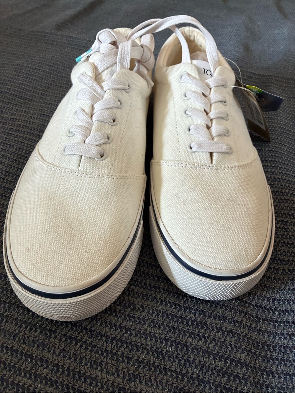 Toms Men’s Canvas Lace-Up Sneakers in Off-White